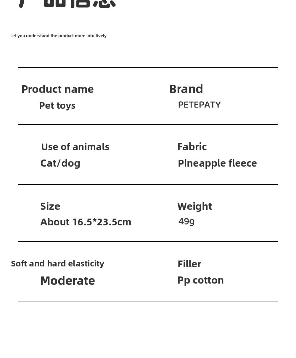 Squeaky Dog Toy Pineapple Fleece Chew Resistant Puppy Teething Chew Toy for Small Medium Dogs Like Corgi Golden Retriever Boredom Relief Interactive Pet Toy