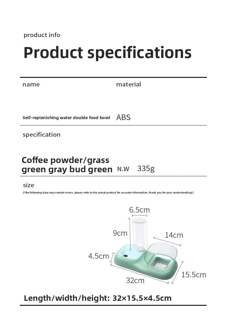 Dog Cat Automatic Refill Water Food Feeder Bowl Pet Supplies Dish Set