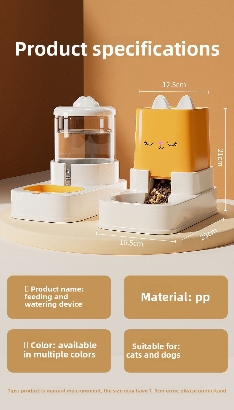 Large Capacity 5L Automatic Pet Feeder and Waterer Combo Adjustable Height Dog Cat Bowl Set with Non Slip Base