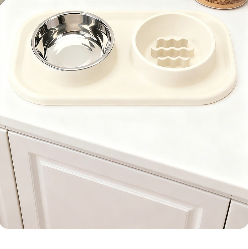 Pet Bowl Double Bowl Food Grade Silicone Cat and Dog Bowl Slow Food Bowl Slow Food Bowl Small Stainless Steel Dog Bowl Pet Supplies