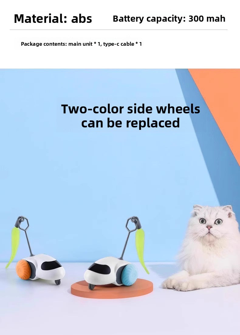 Electric Pet Running Car Feather Teaser Cat Toy for Independent Play