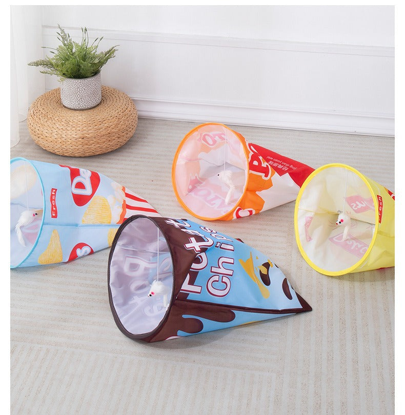 Drill Bag Cat Toy Combo Self Fun Foldable Tunnel Chew Ball Teasing Wand