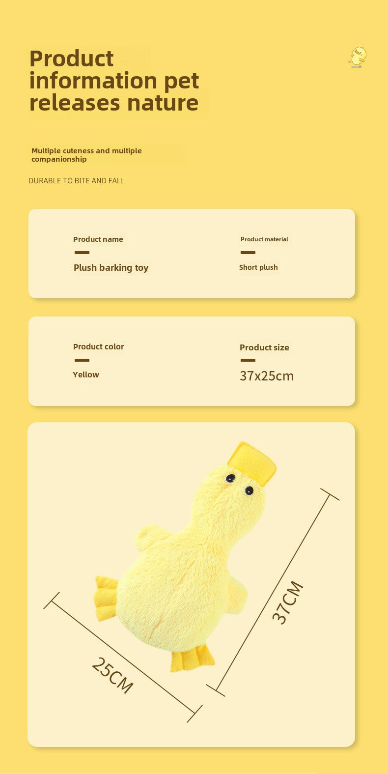 Juguete dental extragrande para masticar: pato de peluche que chirría para perros