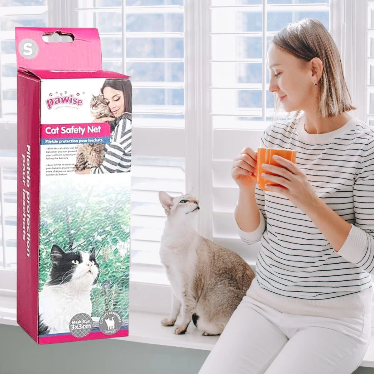 Multi-size Cat Netting Pet Guard Anti-fall Solution for Balcony Window and Stairs