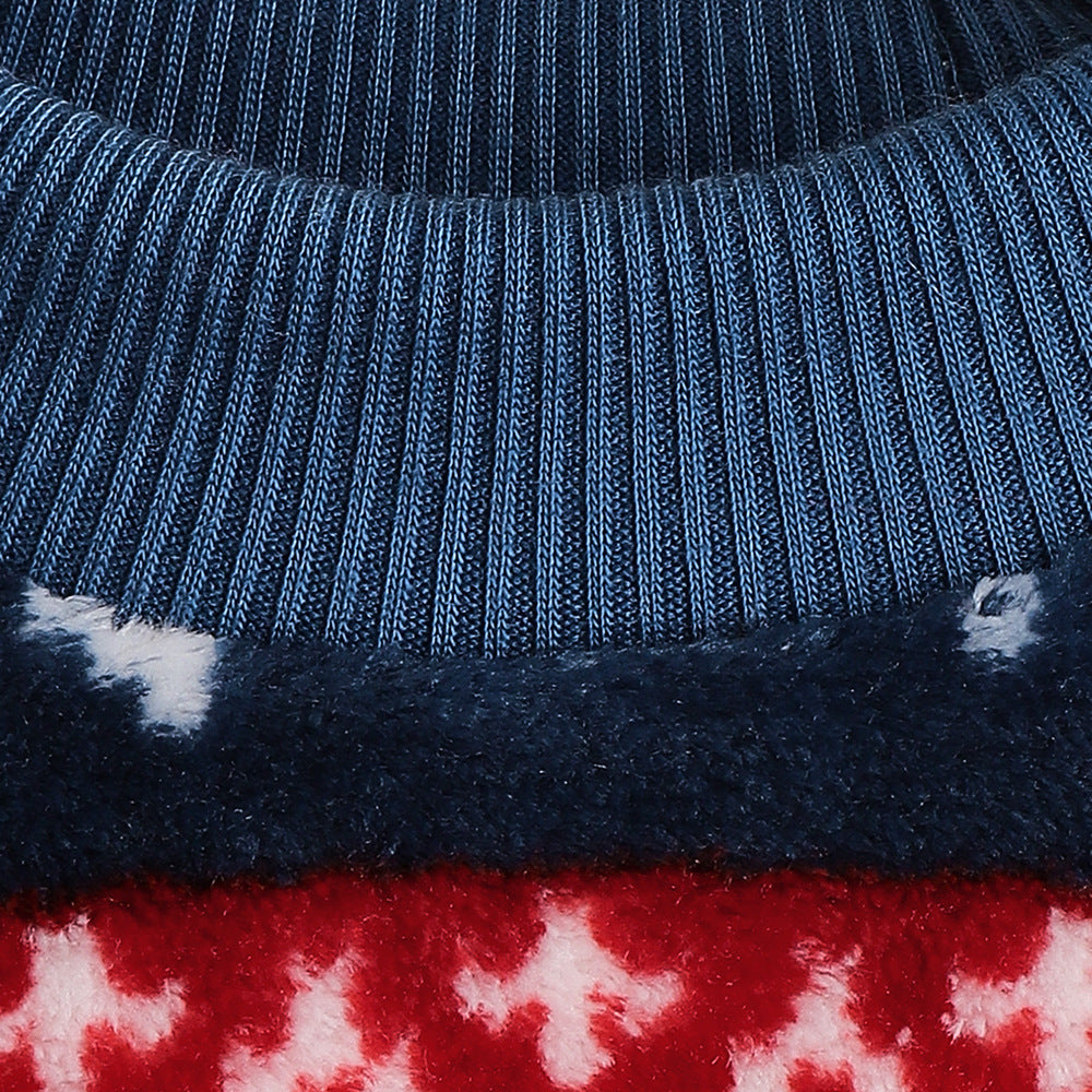 Autumn Winter Warm Simple Christmas Printed Pet Clothes for Cats Dogs