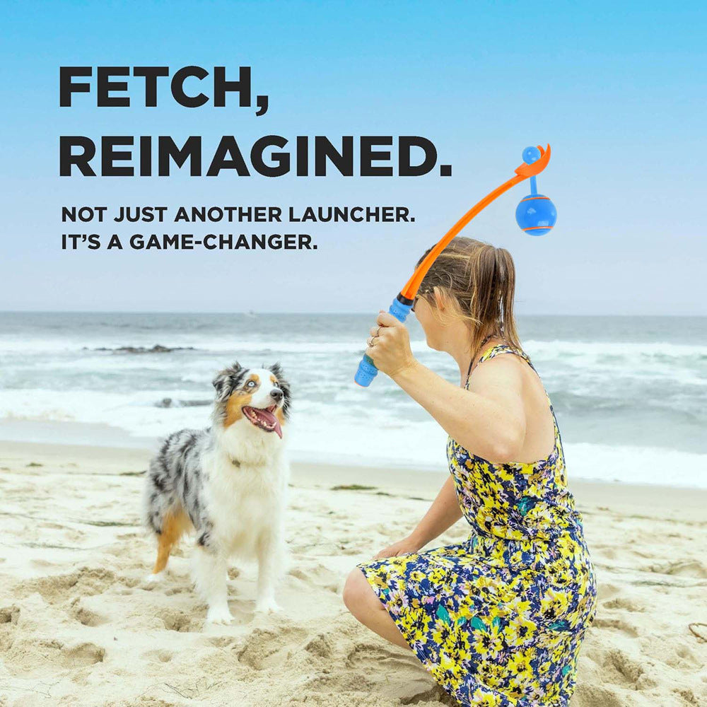 Outdoor Dog Training Throw Rod with TPR Ball and Tail Sounding Feature