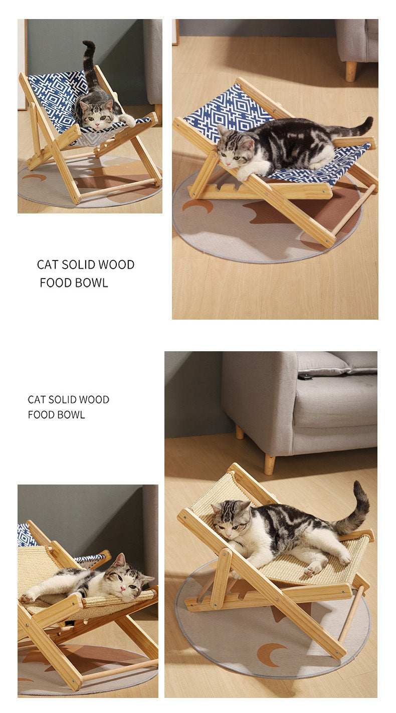Jianma Solid Wood Adjustable Cat Sofa Chair Scratch-Resistant Cat Bed Lounger Pet Furniture