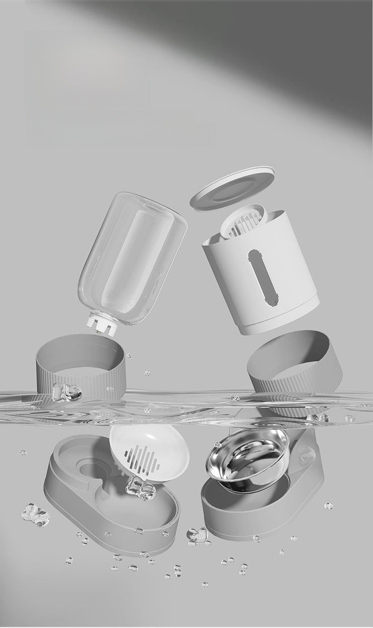 Automatic Cat and Dog Feeder and Water Dispenser Combo with Double Bowls, Neck Protection, Anti-Clumping, Large Capacity Pet Food Utensils