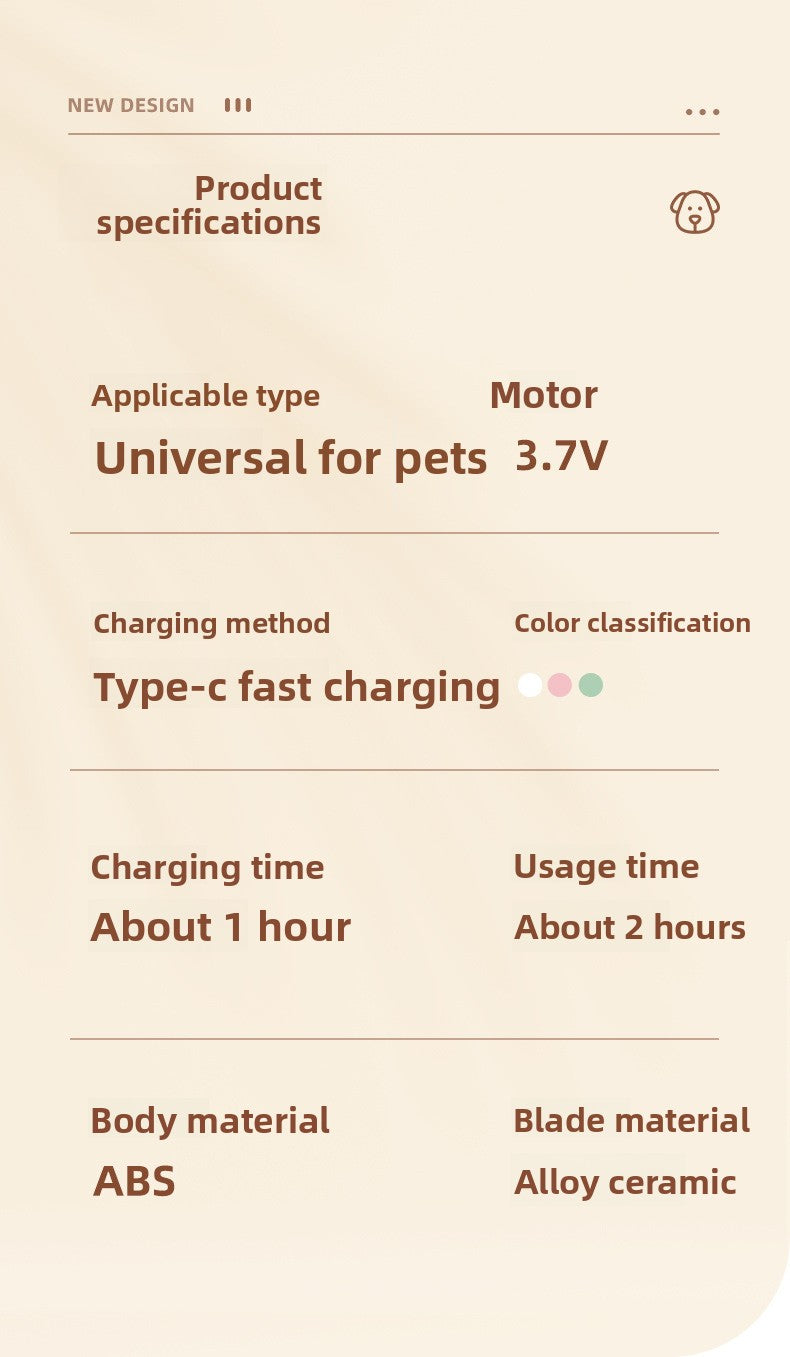 Pet All-in-One Hair Trimmer with Paw Grooming and Suction