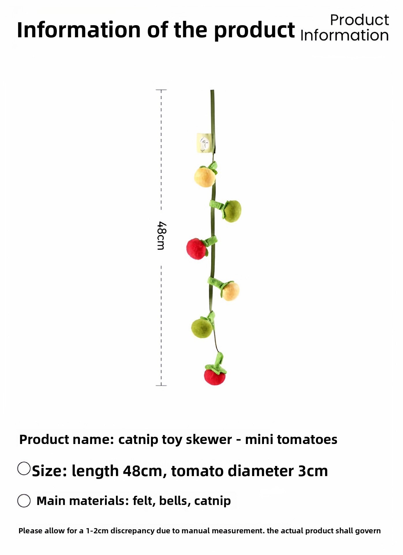 Tomato Shaped Teaser Stick Persimmon String Cat Toy Self Entertainment Boredom Buster with Bell