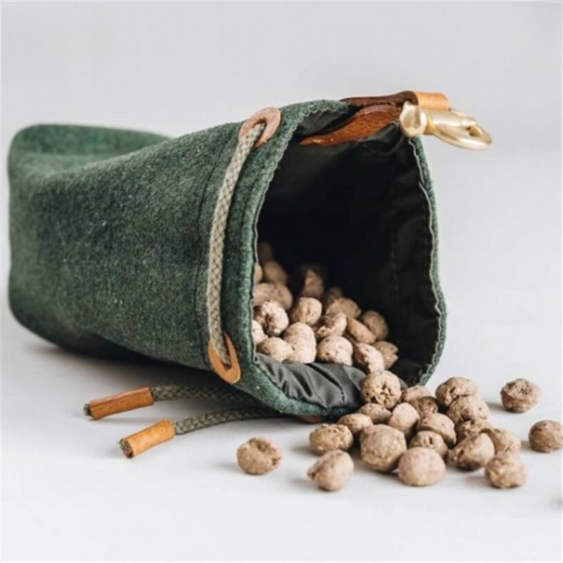 Portable Pet Dog Snack Bag Outdoor Drawstring Canvas Dog Food Bag Dog Supplies