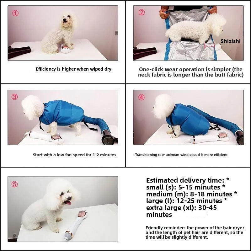 Large Dog Bathing Quick Dry Hair Dryer Box Pet Drying Bag for Cats and Dogs Fast Drying Portable Pet Dryer