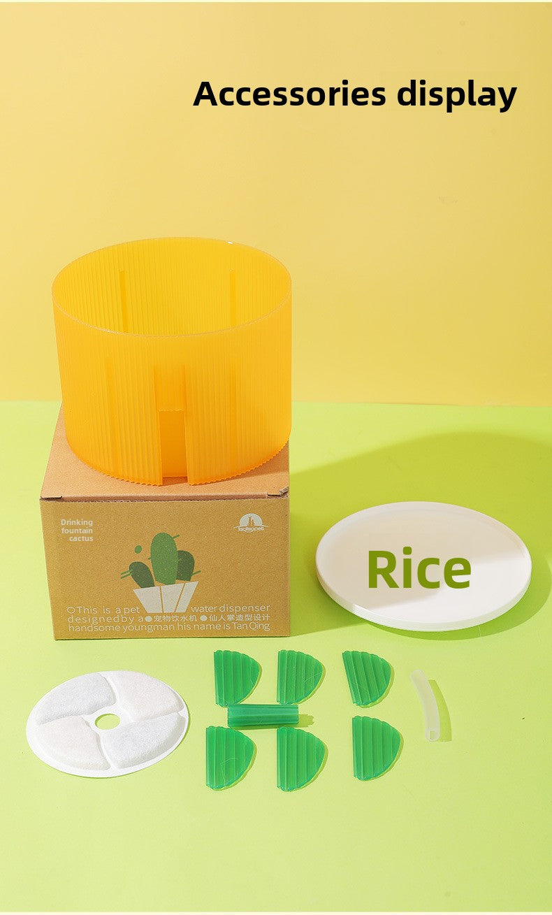 Cactus Shaped Smart Cat Water Dispenser Featuring Filter Flow System