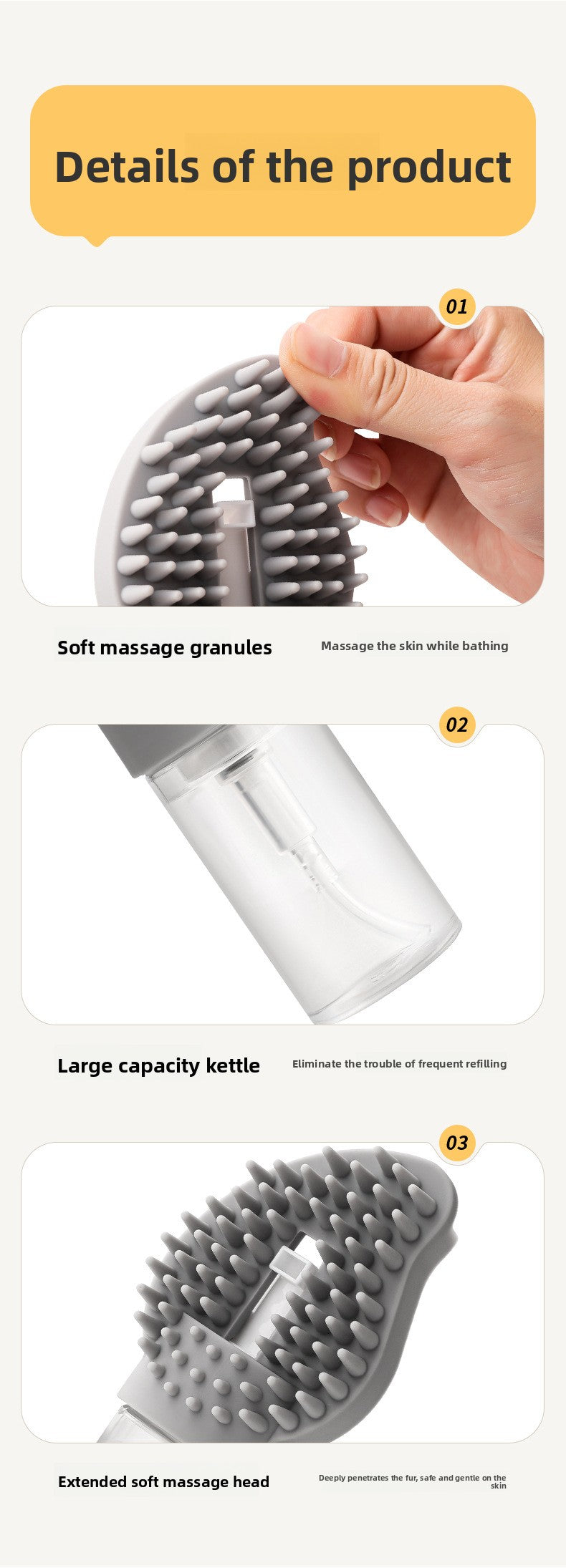 Multifunctional Automatic Foam Silicone Pet Bath Massage Brush for Cats Dogs