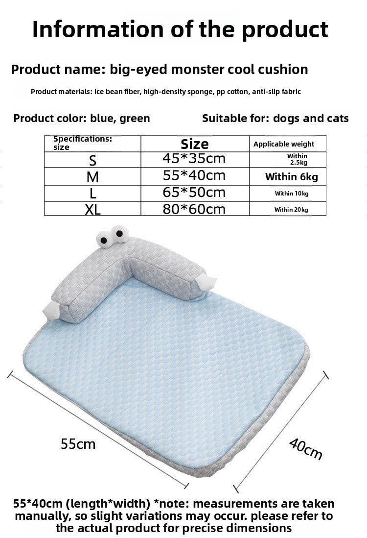 Breathable Cooling Dog Bed for Summer Big Eyed Monster Sofa Mat Small Dog Cat Nest Pet House Washable