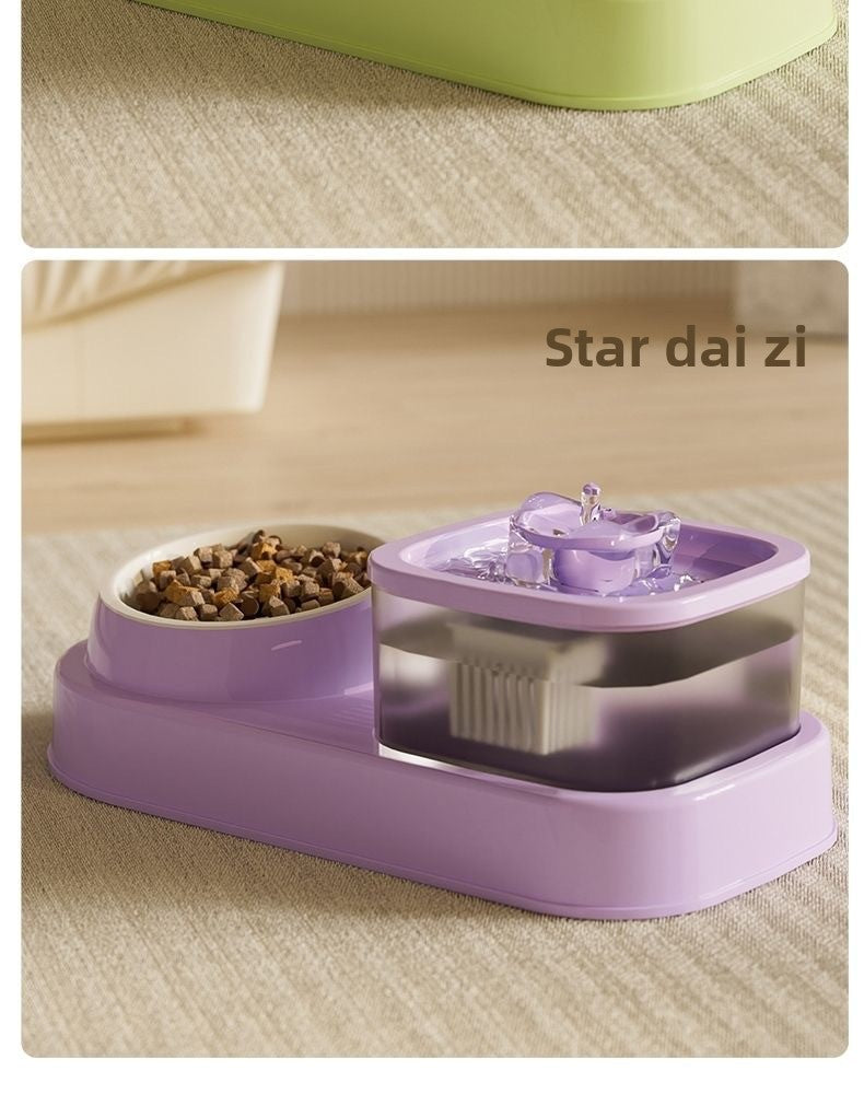 Anti Tip Electric Water Dispenser Cat Bowl with Large Capacity Integrated Circulating Food Water Fountain