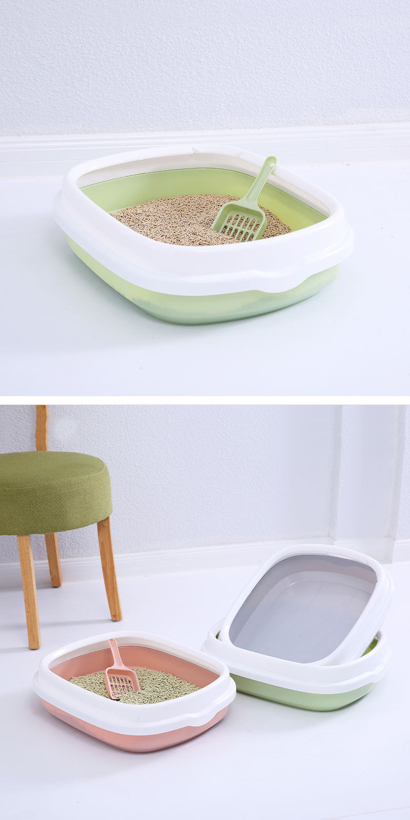 Pet Supplies Semi-Enclosed Cat Litter Box Durable Cat Litter Box with Cat Litter Scoop Cat Toilet