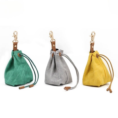 Portable Pet Dog Snack Bag Outdoor Drawstring Canvas Dog Food Bag Dog Supplies