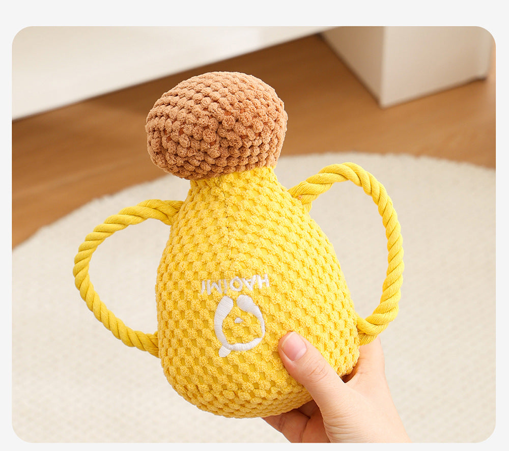 Durable Cotton Rope Dog Chew Toy with Squeaker Sound Interactive Plush Puppy Toys for Boredom Relief and Dental Health Pet Supplies