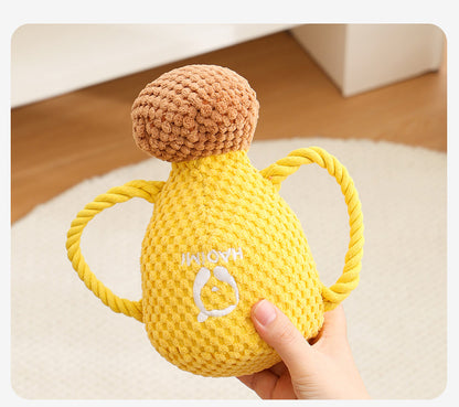 Durable Cotton Rope Dog Chew Toy with Squeaker Sound Interactive Plush Puppy Toys for Boredom Relief and Dental Health Pet Supplies