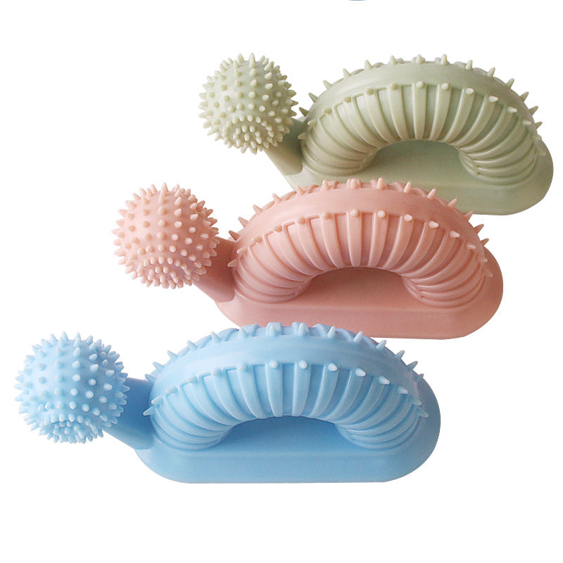 Interactive Dog Chew Toy for Teething Puppies Snail Shaped Food Dispensing Pet Supplies Long Lasting Dental Toothbrush Fun Mental Stimulation