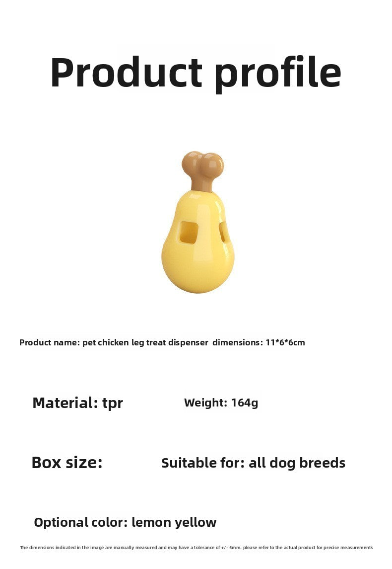 Automatic Treat Dispensing Ball for Dogs Interactive Puzzle Chew Toy Chicken Leg Shape Long Lasting Chewer Toy for Teeth Grinding and Boredom