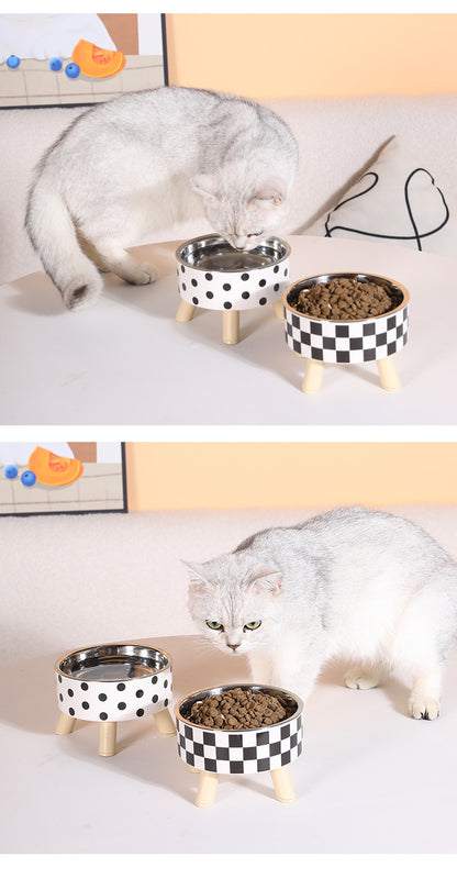 Elevated Anti Spill Cat Bowl Stainless Steel Pet Food and Water Dish with High Stand for Dogs Cats Non Slip Large Capacity Feeding Station