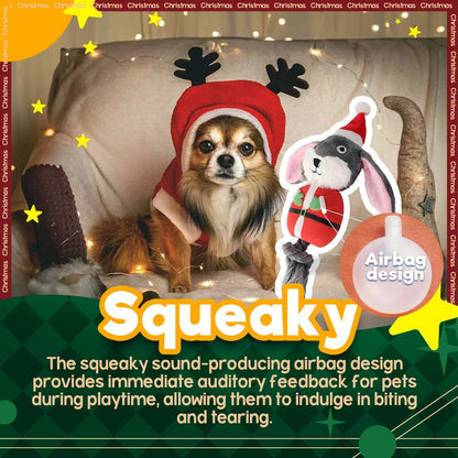 Multiple Christmas Pet Toys Pinecone Treat Dispenser Dog Chew Toy Teaser Wand Pet Bed Set