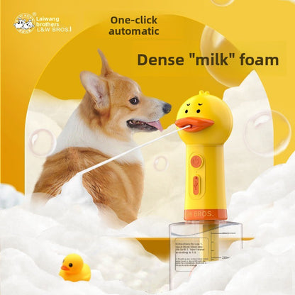 Professional Pet Bath Foam Maker Machine Automatic Foamer for Dogs Cats with Adjustable Dilution Bottle and Cute Yellow Duck Design