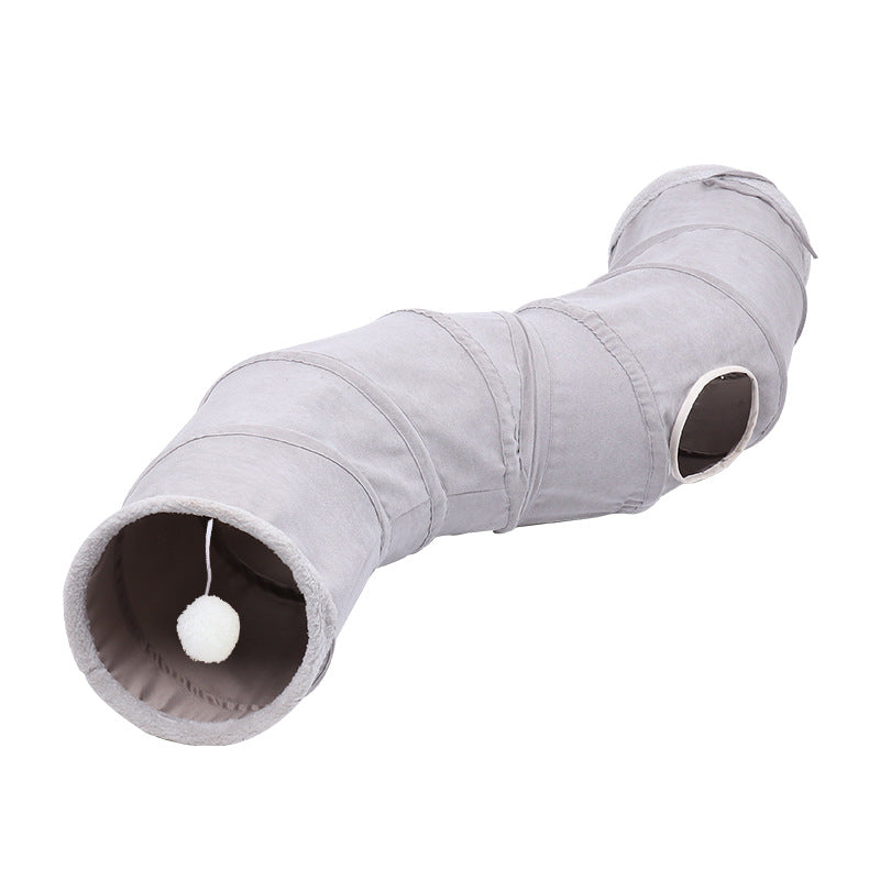 Pet Supplies Suede S-Shaped Foldable Cat Tunnel Plaything