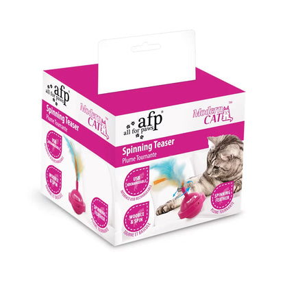 USB Rechargeable Cat Ball Toy 360-Degree Rotating Feather Ribbon Teaser