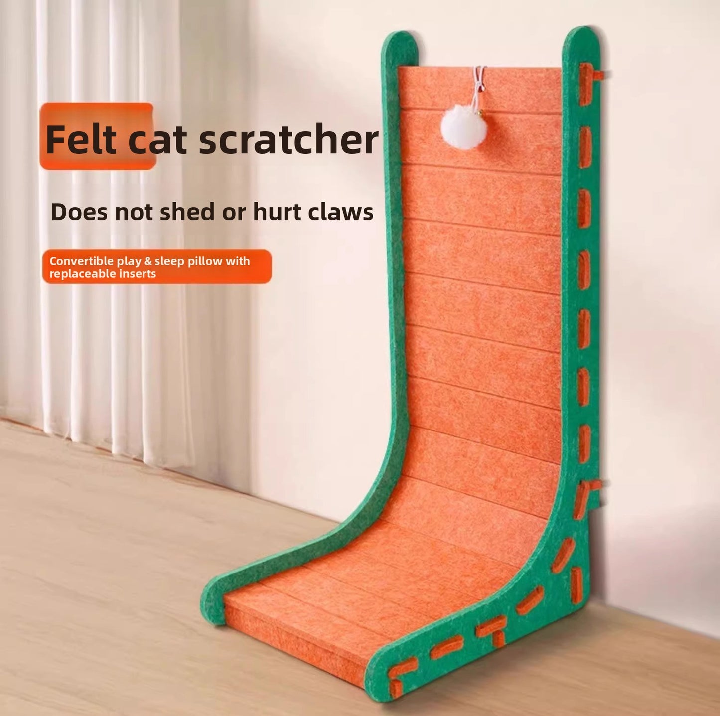 Large Felt LShaped Vertical Cat Scratching Board WearResistant Detachable Toy