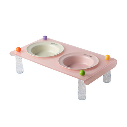 Elevated Dog Bowl with Neck Protection Macaron Series Acrylic Stand Ceramic Cat Food Bowl Non Slip Pet Feeder for Small Medium Dogs Cats