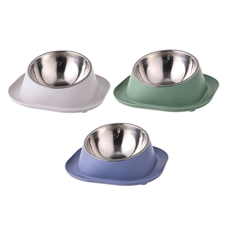 Dog Bowl Double Bowl Ceramic Dog Bowl Anti-Slip Anti-Tip Stainless Steel Pet Bowl Large Capacity Plastic Pet Food Bowl