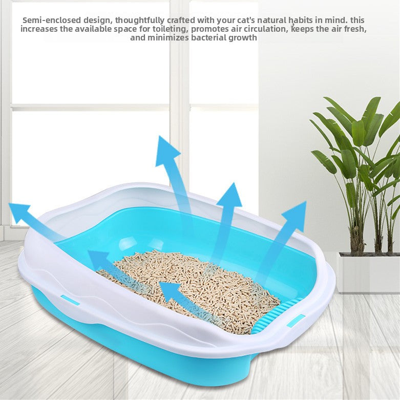 Semi-Enclosed Large Cat Litter Box Detachable Tray Plus Cat Toilet