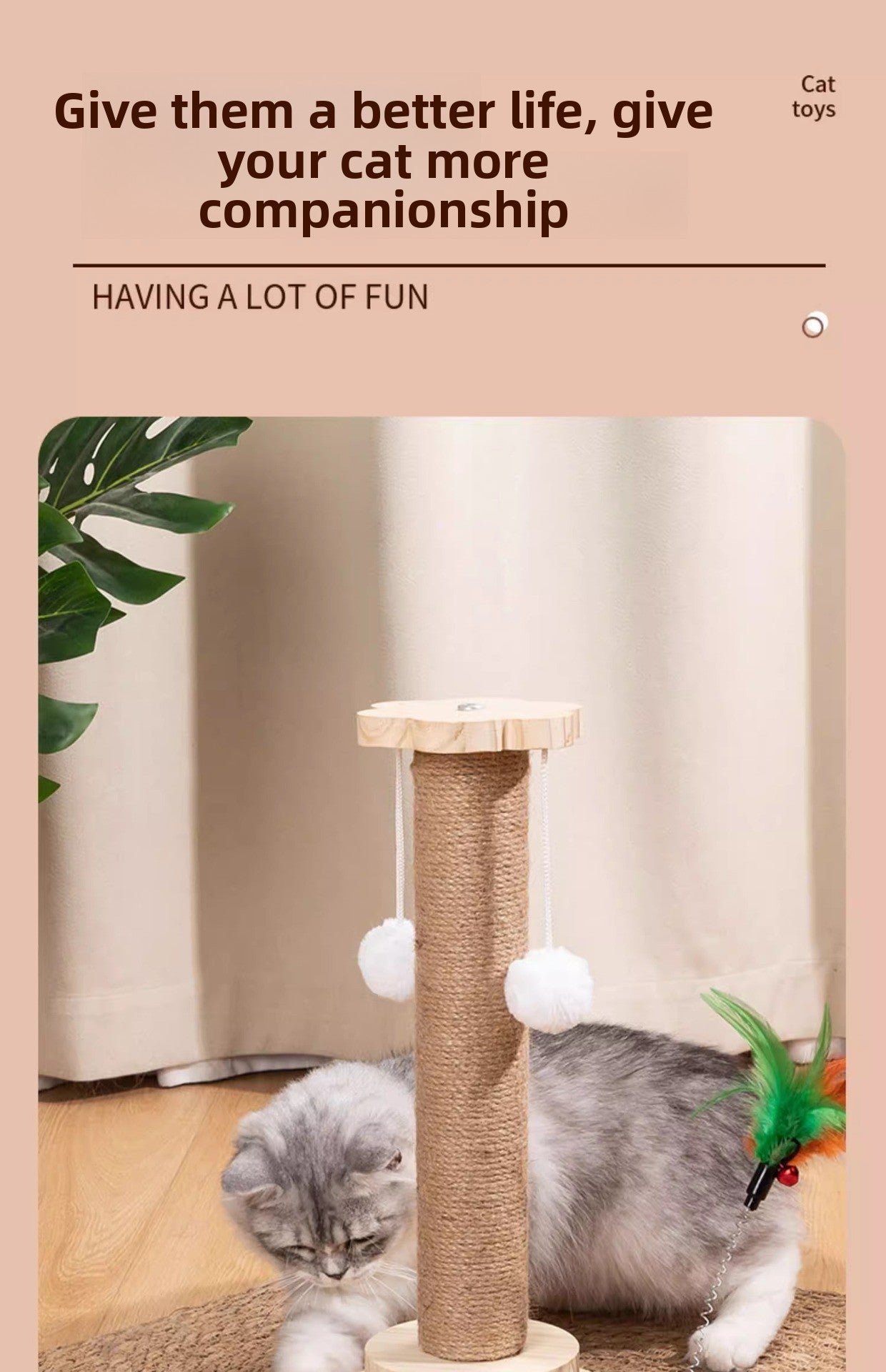 WearResistant Sisal Cat Scratching Post Board Toy for Vertical Climbing Boredom Relief