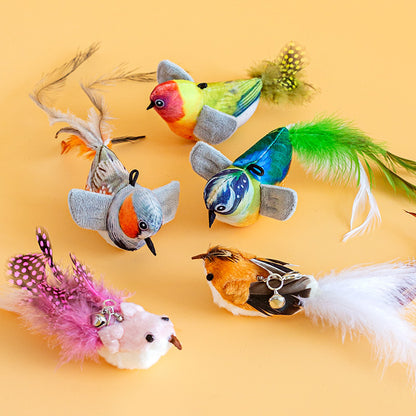 Realistic Bird Feather Bell Replacement Head for Cat Teaser Wand Pet Toy