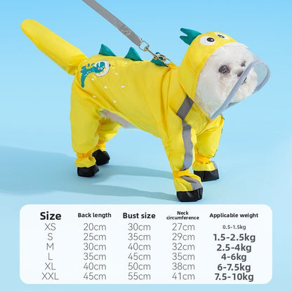 Waterproof Pet Raincoat Full Coverage Four Legged Design for Small and Medium Dogs Summer Outdoor Adventure Cartoon Teddy Dog Clothes