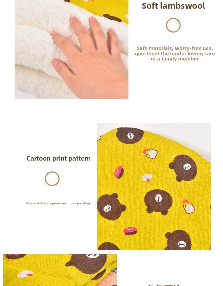 Washable Lamb Wool Pet Bed Semi Enclosed Warm Winter House for Cats and Dogs Detachable Cozy Nest