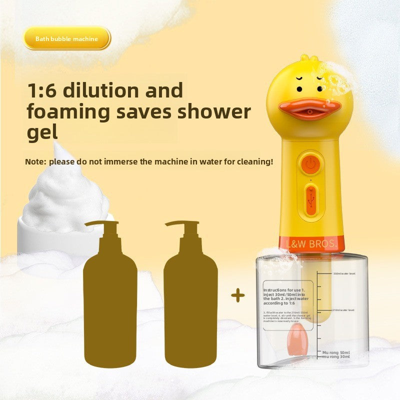 Professional Pet Bath Foam Maker Machine Automatic Foamer for Dogs Cats with Adjustable Dilution Bottle and Cute Yellow Duck Design