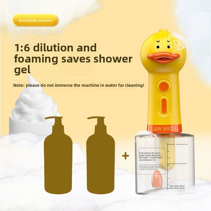 Professional Pet Bath Foam Maker Machine Automatic Foamer for Dogs Cats with Adjustable Dilution Bottle and Cute Yellow Duck Design