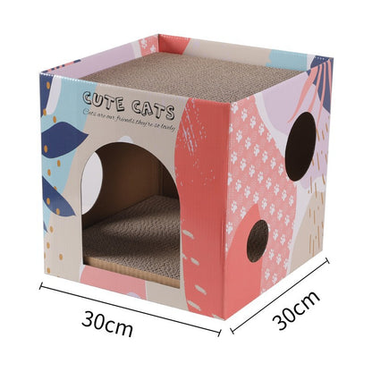 Premium Two Layer Cat Scratcher House Durable Cat Villa Non Shedding Claw Board for Indoor Cats