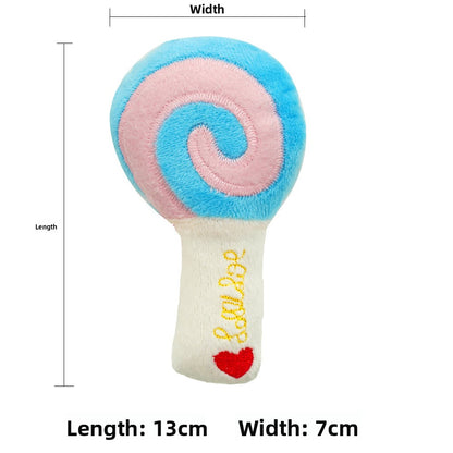 Three Colors Lollipop Plush Sound Pet Toy for Dogs Cats Supplies