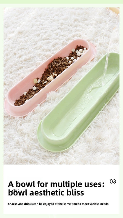 Multi Cat Feeder Long Strip Cat Bowl for Kittens Anti Ant Spill Proof Pet Food and Water Dish Slow Eating Solution
