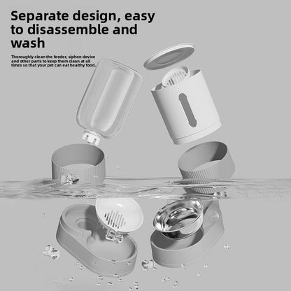 Automatic Cat and Dog Feeder and Water Dispenser Combo with Double Bowls, Neck Protection, Anti-Clumping, Large Capacity Pet Food Utensils