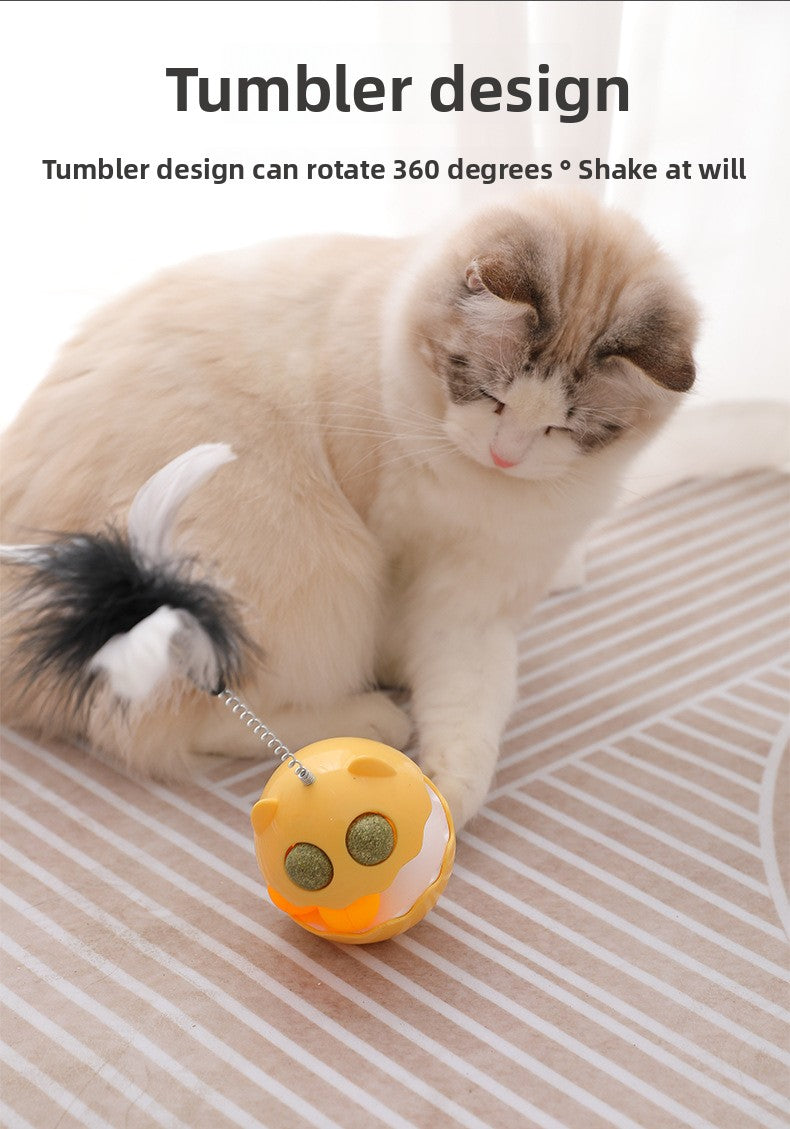 Cat Toy Tumbler with Feather Teaser Automatic Kitten Fun Gadget