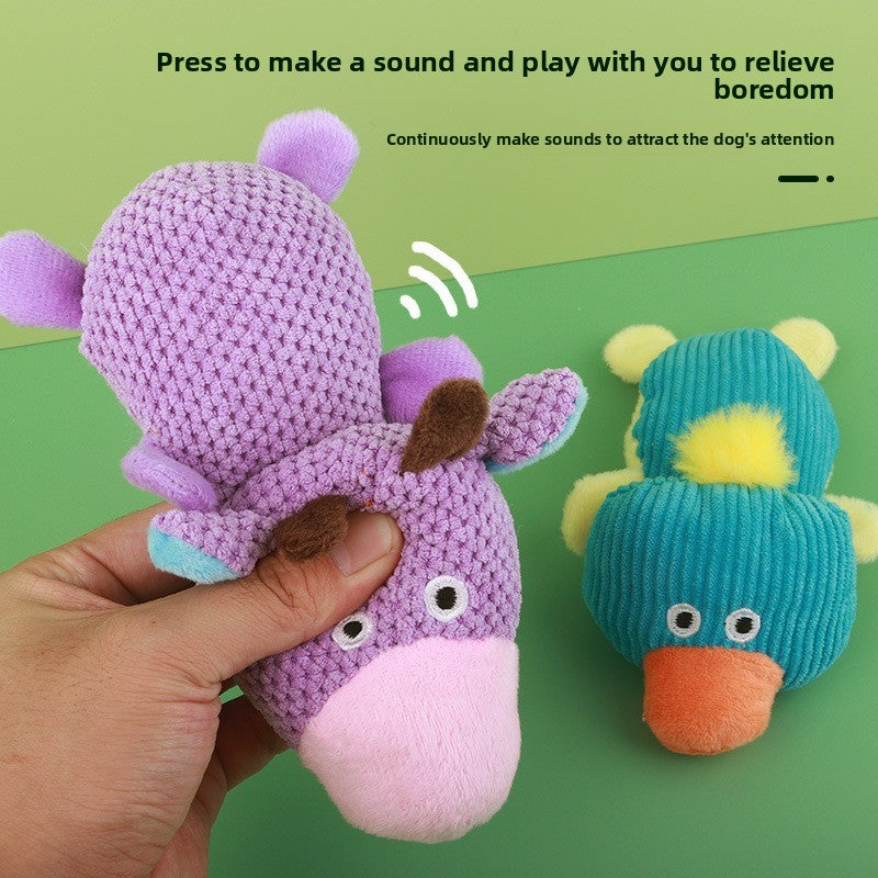 Dog Sound Resistant Bite Grind Teeth Pet Toy Plush Cow Duck Shapes Special Discount