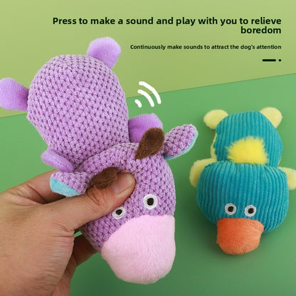 Dog Sound Resistant Bite Grind Teeth Pet Toy Plush Cow Duck Shapes Special Discount