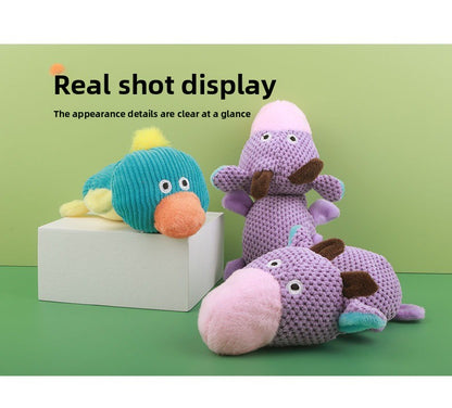 Dog Sound Resistant Bite Grind Teeth Pet Toy Plush Cow Duck Shapes Special Discount