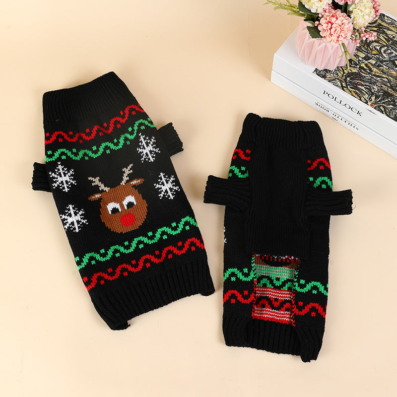 Pet Clothes Christmas Sweater Dog Clothes Autumn Winter Warm Pet Sweater Cat Clothes